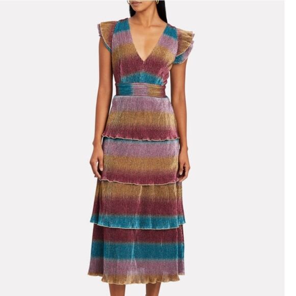 SAYLOR Marika Metaliic Tiered Maxi Dress - Picture 2 of 8